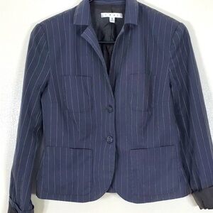 Short Blazer Cotton Striped Business Jacket Cabi Size 6